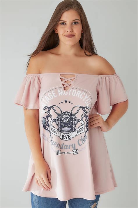 Limited Collection Pink Vintage Motorcycles Bardot Top