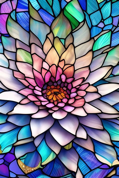 Beautiful colorful faux stained glass image of a water lily Faux
