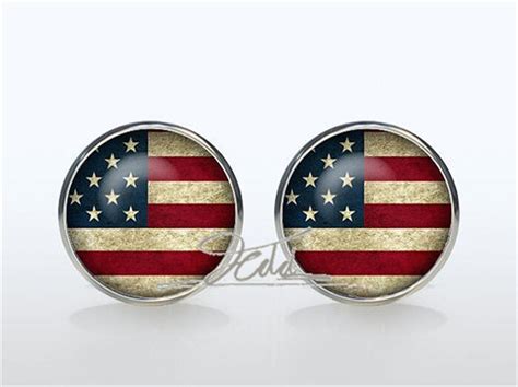 American Flag Cufflinks Silver Plated Usa Flag Cuff Links Men And Women