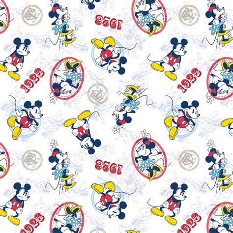 Mickey Mouse Fabric Sc130 Mickey Minnie Mouse 1928 Vintage Disney