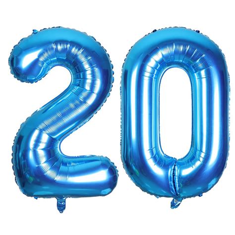 Number 20 Blue Balloon 40 Inch Giant Foil Number Balloons Party