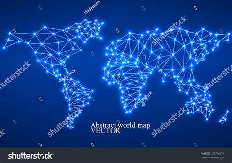 Abstract Polygonal World Map With Glowing Dots And Lines Network