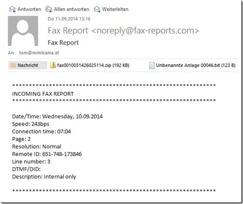 Fax Report Oder Incoming Fax Per E Mail Erhalten Achtung Dahinter