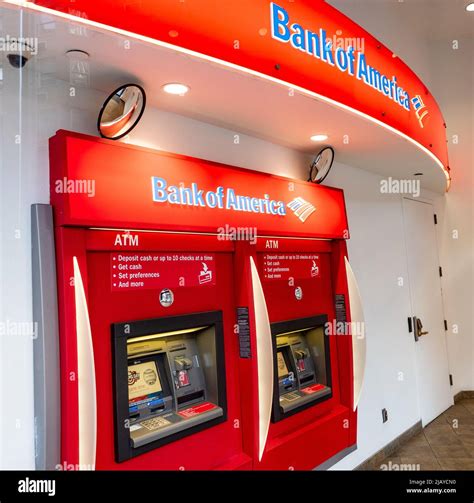 Bank Of America Atm Automated Teller Machine With Logo Hi Res Stock