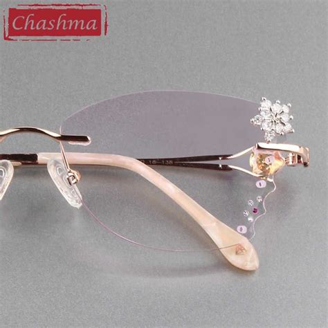 chashma brand luxury tint lenses myopia glasses reading glasses diamond rimless colored lenses p