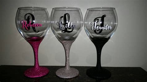 Glittered Stem Wine Glass Glitter Wine Glass Personalized