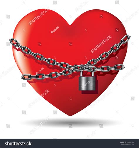 Red Heart Locked With Chain Vector Illustration 262837586 Shutterstock