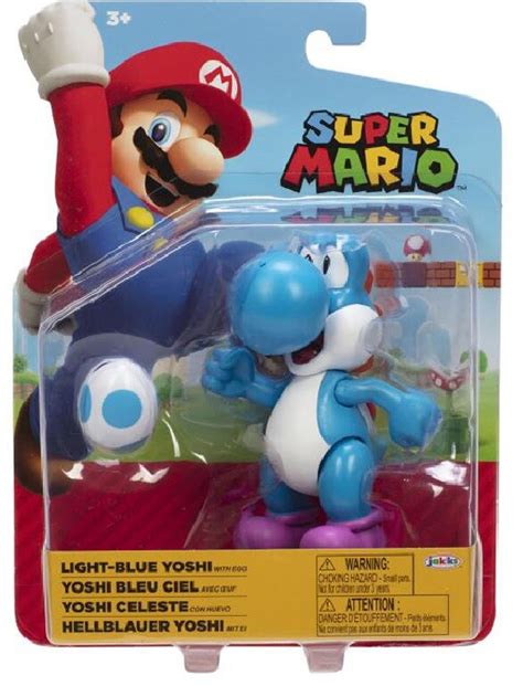 Super Mario 4 Inch Figures Light Blue Yoshi With Egg Toys N Tuck