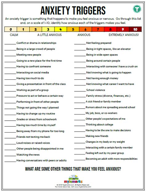 Anxiety Worksheet For Teens Ivuyteq