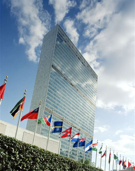 A View Of The United Nations Secretariat Building With Member States