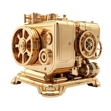 Machine Gold Color High Quality 3d Render Machine Time Technology