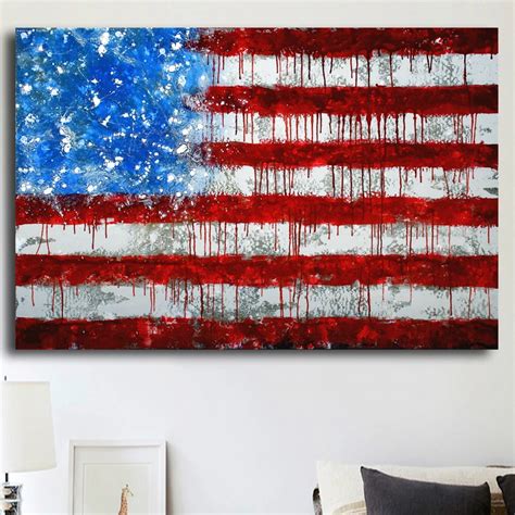 No Frame Abstract America Flag Picture Modern Home Wall Decor Canvas