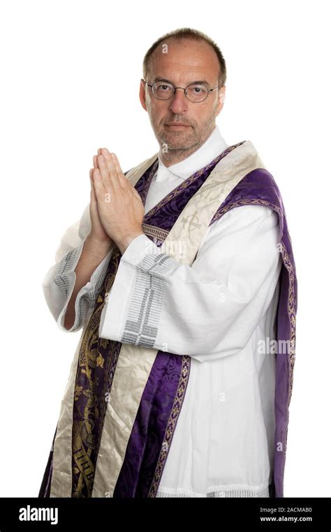 Catholic Priest Praying In Divine Service Stock Photo Alamy