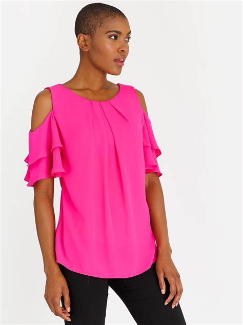 Frill Sleeve Blouse Cerise Pink Edit Blouses