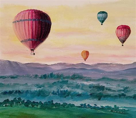 Hot Air Balloons Acrylic Painting Tutorial By Angela Anderson On
