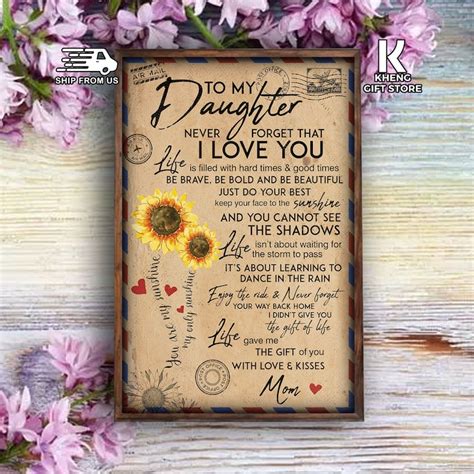 Sunflower To My Daughter Never Forget That I Love You Life Is Etsy