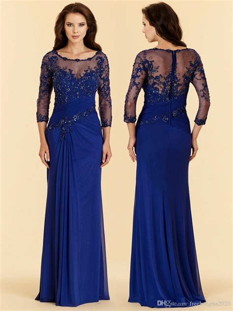 Plus Sizes Royal Blue Evening Dresses High Quality Applique Chiffon