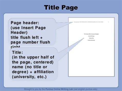 Purdue Owl Apa Title Page 7th Edition In Text Citation Apa Website