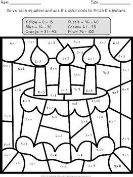 Click any coloring page to see a larger version and download it. Birthday Multiplication and Division Color by Number by ...