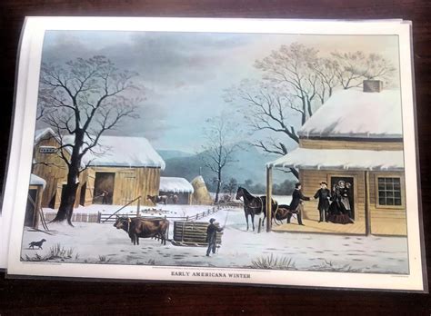 Currier And Ives Four Seasons Set Of 4 Plastic Lithograph Etsy