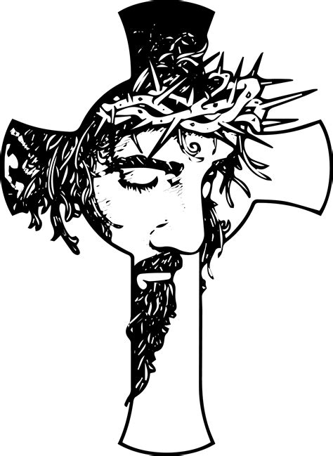 Black And White Clipart Jesus With Cross Png Free Cliparts Sexiz Pix