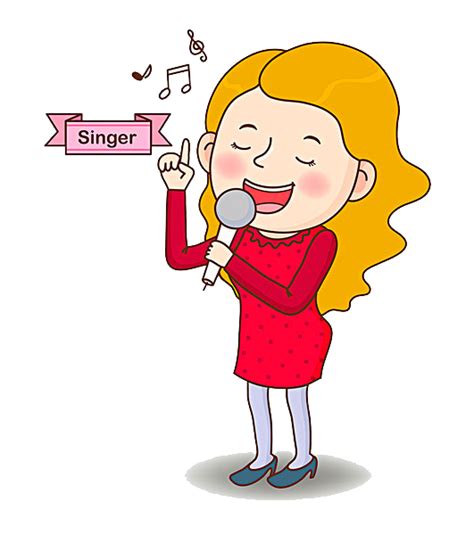Microphone Woman Singing Cartoon Illustration Singing Woman Png