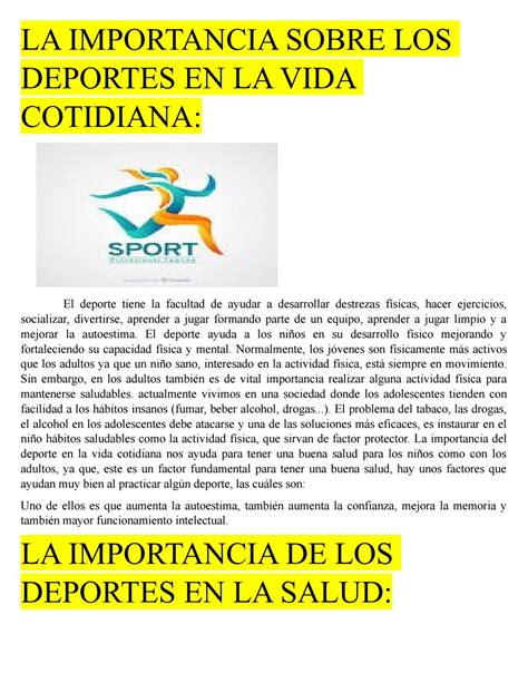 Importancia De Los Deportes By Nicoleyulieth10 Issuu