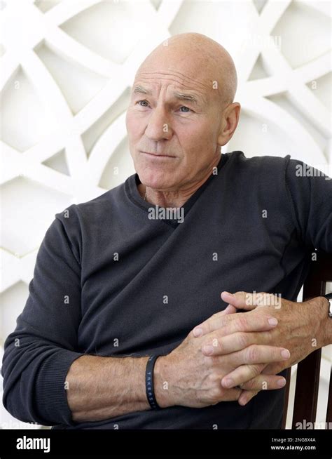 British Actor Patrick Stewart Poses Following Interviews For His New