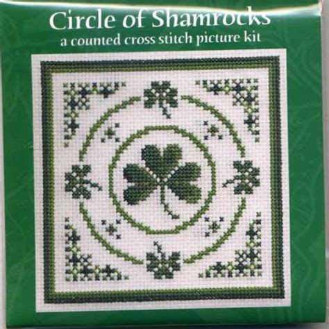 Textile Heritage Irish Circle Of Shamrocks Cross Stitch Kit Oop Rare