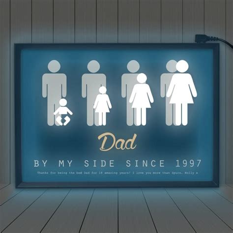 They always claim that because they have everything they could possibly want, they don't want any gifts. Personalised Dad By My Side Light Box | Find Me A Gift