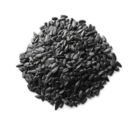 Heap Of Sunflower Seeds Isolated On White Top View Stock Photo Image