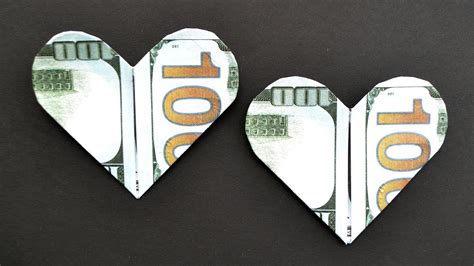 My Money Heart Easy Dollar Origami Tutorial Moneygami Diy By Nprokuda