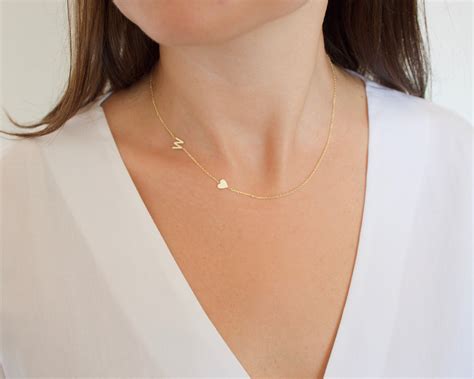 14k Solid Gold Initial Necklace Sideways Initial Necklace