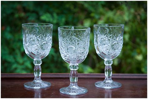 Pressed Clear Glass Goblets