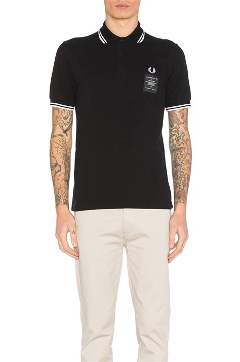 Fred Perry X Art Comes First Printed Twin Tipped Polo In Black Revolve