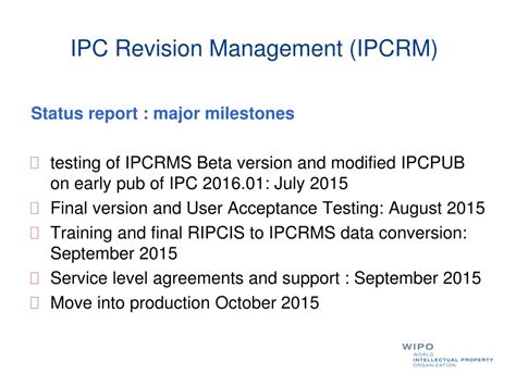 Ppt Ipc Revision Management Ipcrm Project Ipc Committee Of Experts