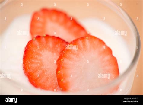 Strawberry Yoghurt Healthy Food With Strawberries And Yoghurt