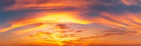Panorama Background Of Twilight Sky And Cirrus Clouds Stock Image
