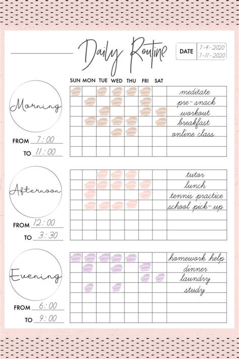 Daily Routine Planner Weekly Routine Tracker Morning Routine Routine