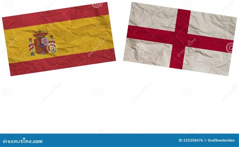 England And Spain Flags Together Paper Texture Illustration Stock