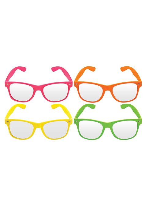 neon glasses with clear lenses adult 4 assorted colours henbrandt ltd