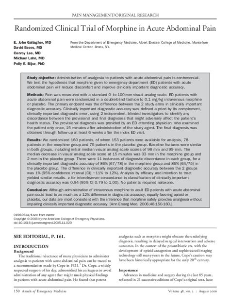 Pdf Randomized Clinical Trial Of Morphine In Acute Abdominal Pain