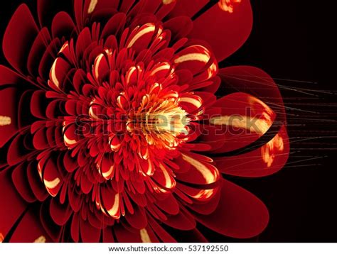 3d Fractal Flower Red Stock Illustration 537192550
