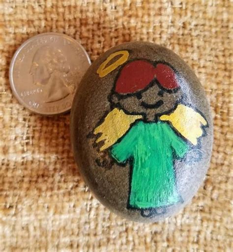 Pocket Angel Painted Rock Pocket Angel For Boy Little Girl Etsy