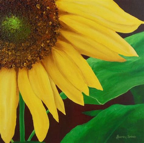 Sunflower Painting 14x14 Large Yellow Sunflower Original Oil Etsy