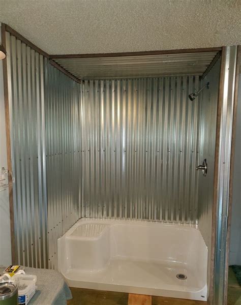Galvanized Metal Shower Surround Bathroom Farmhouse Style Rustic