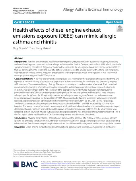 Pdf Health Effects Of Diesel Engine Exhaust Emissions Exposure Deee