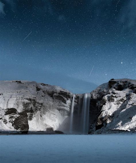 A Starry Night Over Skógafoss Iceland 1668x2000 Oc Music
