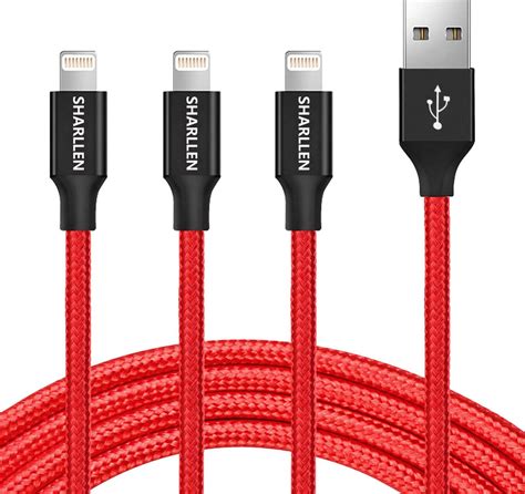 Sharllen Iphone Lightning Charging Cable 3 Pack 6ft Mfi