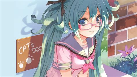 Online Crop Hd Wallpaper Vocaloid Hatsune Miku Glasses Smiling